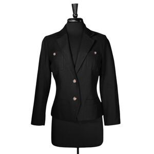 Banana Republic Women's Blazer Black Linen Blend Work Office Lined Suit Jacket 8